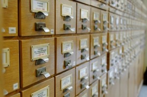 Karteikästen in der Leipziger Bibliothek
