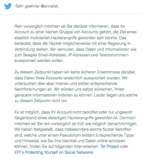 Twitter-Warn-E-Mail auf deutsch