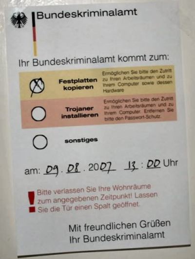 BKA kommt zum Festplatten kopieren (Aufkleber)
